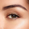 Close-up image of model's beautiful lashes and brows